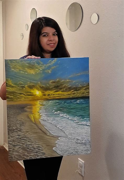 Colourful Florida Sunset Beach Oil Painting Nature Realistic Seascape ...