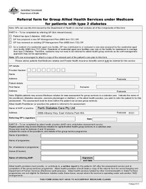 Fillable Online PART A To Be Completed By Referring GP Tick Relevant