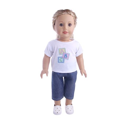 Inch Girl Doll Clothes Girl Doll Letter Abc T Shirt Jeans