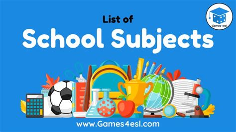 List Of School Subjects | Games4esl