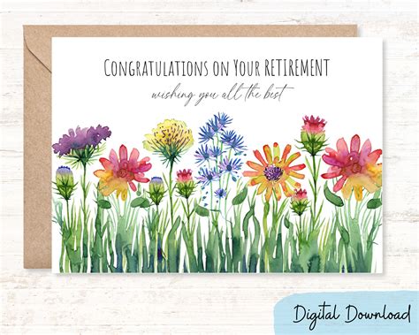 Printable Retirement Card in Sizes 7x5 & A2, Retirement Congratulations