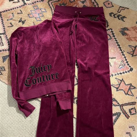 Magenta Juicy Couture Velour Tracksuit Worn Twice Depop