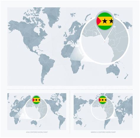 Premium Vector Magnified Sao Tome And Principe Over Map Of The World