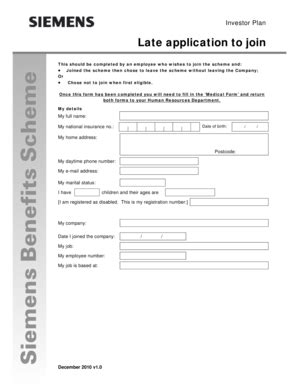 Fillable Online Late Application To Join Siemens Fax Email Print