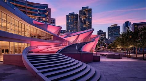 Premium Photo | A photo of a modern outdoor amphitheater surrounded by tall buildings