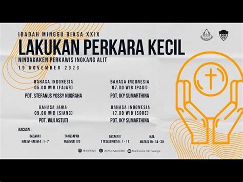 Ibadah Minggu Biasa XXIX GKJ Salatiga 19 November 2023 YouTube