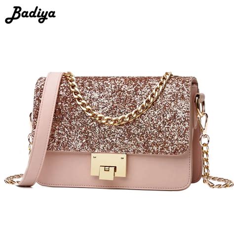 Summer Fashion Women Shiny Sequins Flap Pu Leather Shoulder Bag Small