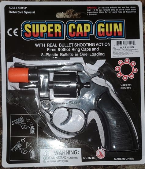 8 Ring Shot Cap Gun Police Pistol Revolver Black New Toy Replica Nra Usa Ebay