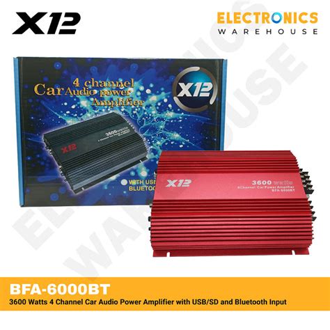 X12 BFA 6000BT 3600 Watts 4 Channel Car Audio Power Amplifier With USB