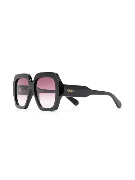 Chloé Eyewear Oversize Square Frame Sunglasses Black Farfetch