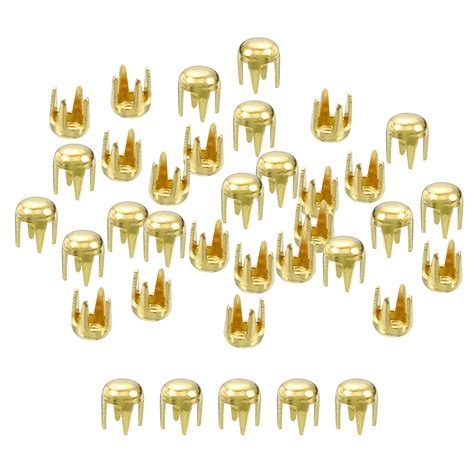 100Pack 3mm Gold Round Dome Studs Metal Claw Beads Nailhead For Leather