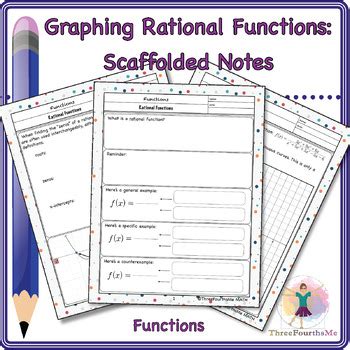 Graphing Rational Functions Scaffolded Notes By Threefourthsme Tpt