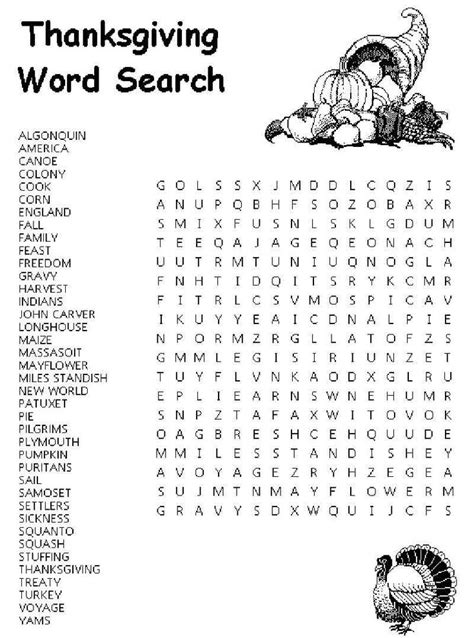 Free Printable Thanksgiving Word Puzzles