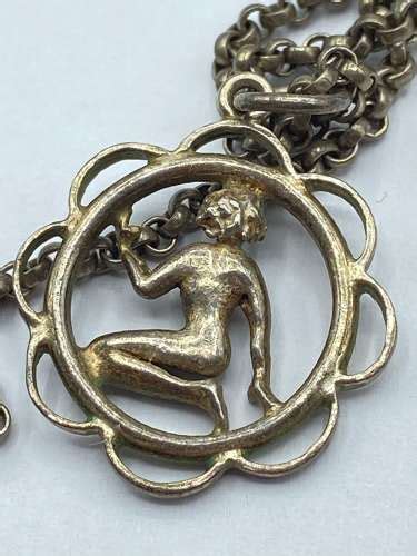 Beautiful Vintage Sterling Silver Kneeling Nude Lady Figure Necklace