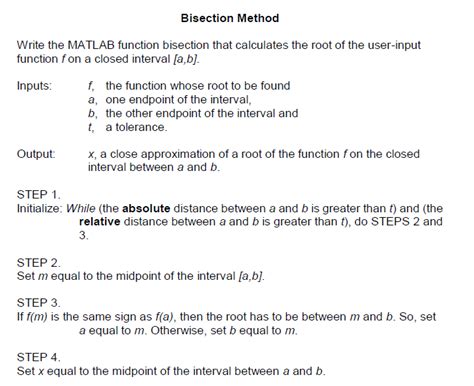 Solved Bisection Method Write The Matlab Function Bisection