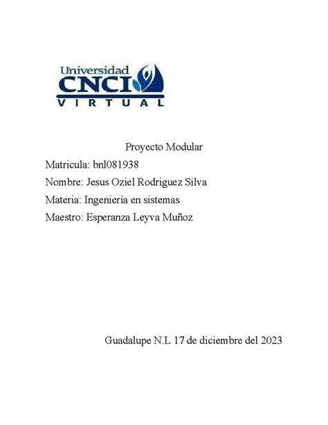 Proyecto Modular Ingenieria De Sistemas Proyecto Modular Matricula