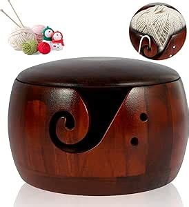 Amazon Fizocosisto Wooden Yarn Bowl Holder Portable Knitting Yarn