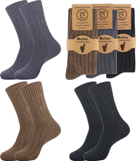 Belloxis 3 Paare Alpaka Socken Thermosocken Damen 39 42 Wollsocken