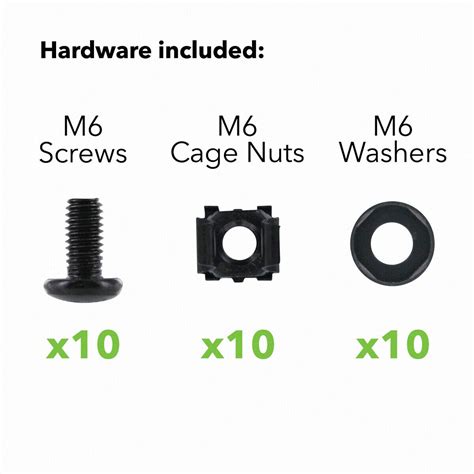 Buy 10 Pack Lot M6 Rack Mount Cage Nuts Screws W Washers Square