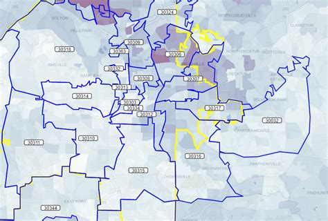 Atlanta Zip Code Map United States Map Images