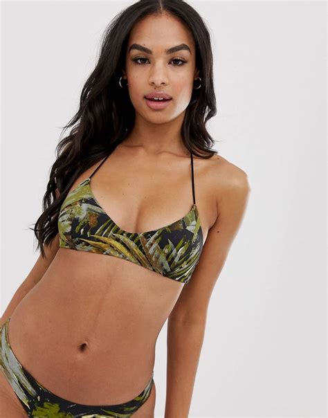 Leaf Print Bikini Printed Bikini Top Bikini Tops Pop Fashion Green