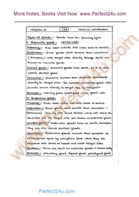 2nd Years Bio Notes Fsc Cha 18 Chemical Coordination Pdf For Kpk Board