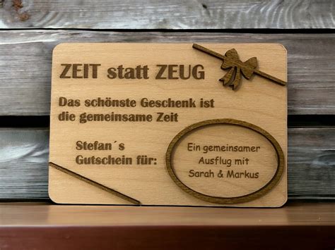 Zeit Statt Zeug Gutschein Geschenk Personalisiert Etsy De