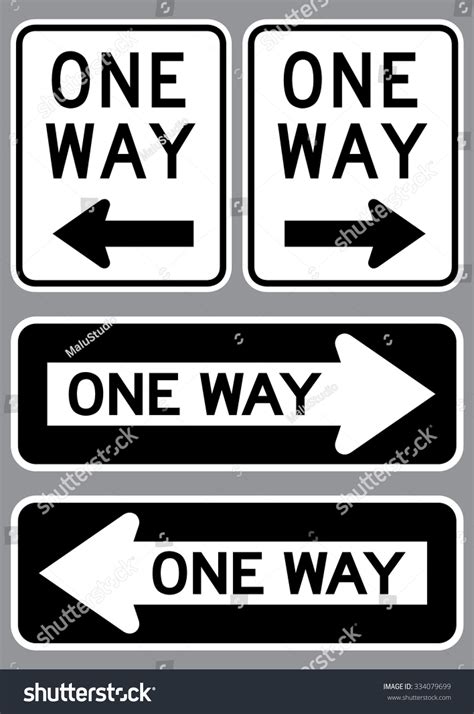 One Way Sign Set Vector Illustration Stock Vector (Royalty Free ...