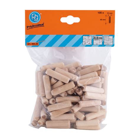 Pg Professional 10mm Fluted Wooden Dowels 100 Pack Toolware Sales Ltd