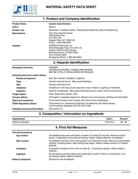 PDF MATERIAL SAFETY DATA SHEET Sodrox Chemicals Ltd Soda Solution