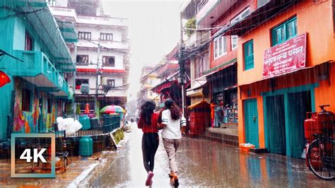 Walking In Heavy Rain Asmr Kathmandu City Tour Binaural Rain