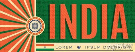 India patriotic vintage banner design, typographic vector illustration ...