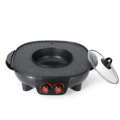 V Electric Barbecue Hotpot Oven Grill Smokeless Hot Pot Machine Fry Bbq Oven Sale Banggood