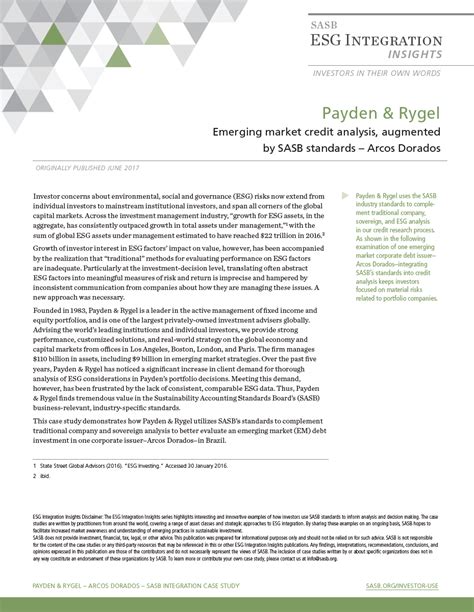 Case Study Payden And Rygel Sasb