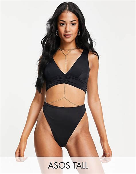 Asos Design Tall Mix And Match High Leg High Waist Thong Bikini Bottom