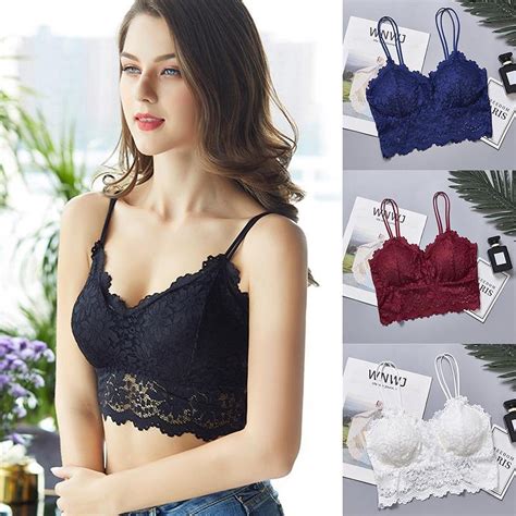 2020 Women Sexy Lingerie Corset Lace Floral Bralette Padded Bra Camis Underwear Wire Free Sheer