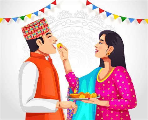 Vector Banner For Bhai Tika Or Bhai Tihar A Festival In Nepal