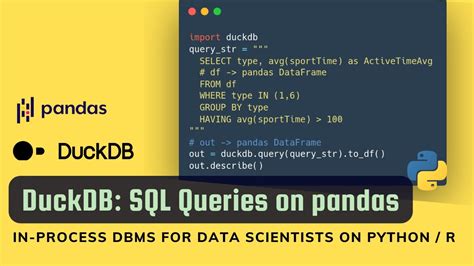 Duckdb Hi Performance Sql Queries On Pandas Dataframe Python Youtube