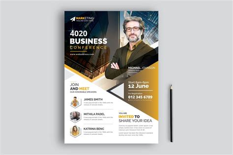 Conference Flyer Template Pamflet Graphicsburg