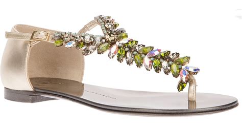 Giuseppe Zanotti Jewel Embellished Sandal In Gold Metallic Lyst