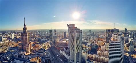 WARSAW POLAND NOVEMBER 20 2018 Beautiful Panoramic Aerial Drone