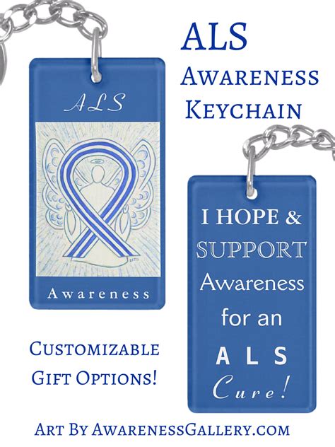 ALS Awareness Ribbon Angel Art Custom Keychains | Awareness ribbons ...