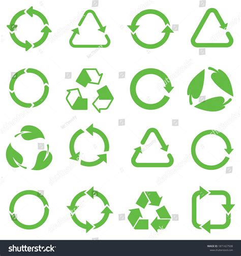 Biodegradable Compostable Recyclable Icon Set Set Stock Vector Royalty