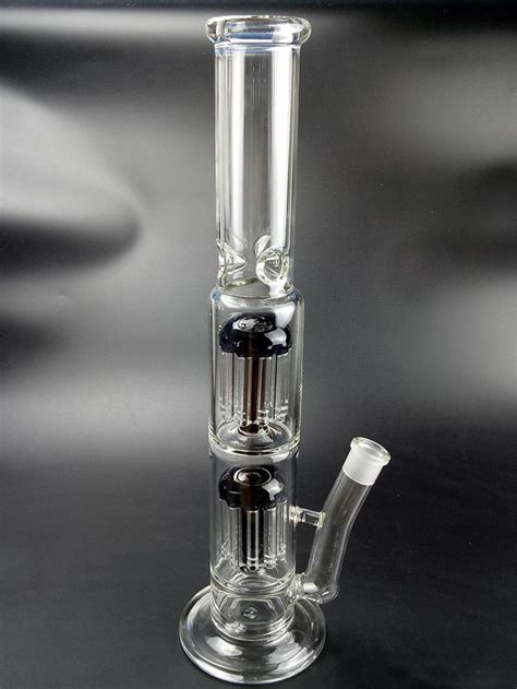 2019 Double Tree Percolator Glass Tornado Bong Glass Water Pipe Black Big Glass Bongs Smoking