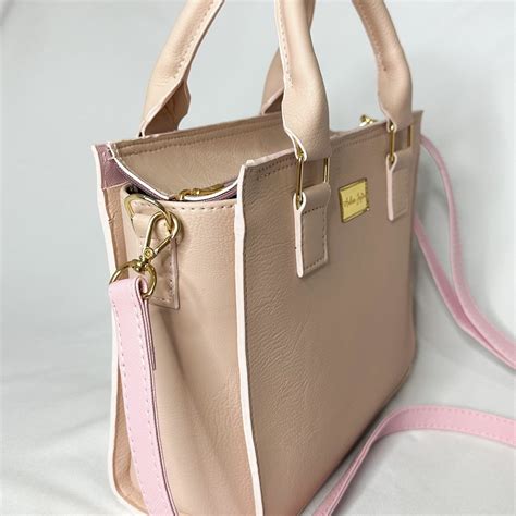 Bolsa Nude Média Alça de Mão Transversal Bolsa Pérola Elo