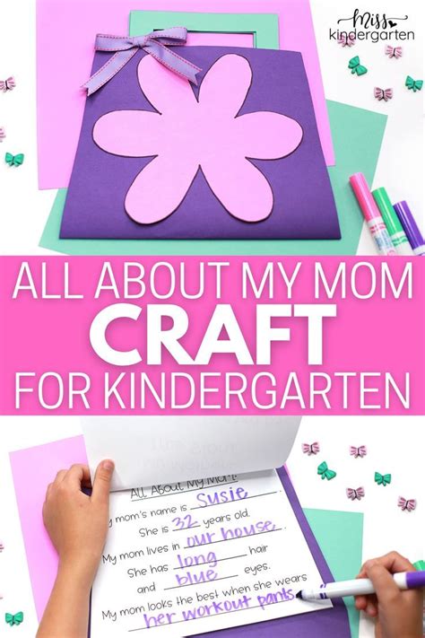 A Completed Paper Purse Craft With An All About My Mom Worksheet On The