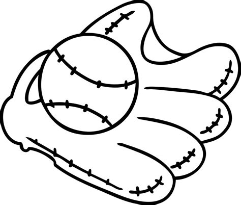 line drawing doodle of a baseball and glove 10231180 Vector Art at Vecteezy