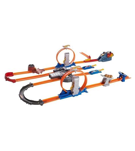 Pista Hot Wheels Track Builder Total Turbo Takeover Motorizada Giros Valmara