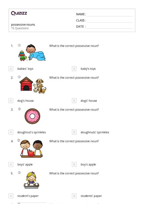 Possessive Noun Worksheet Grade