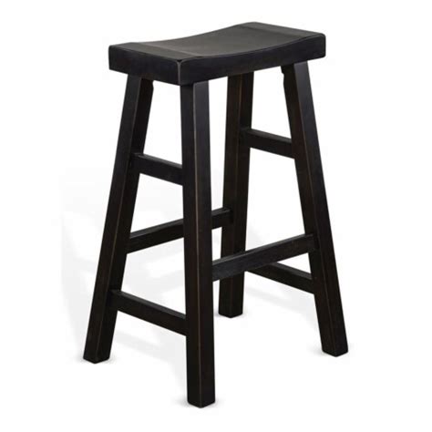 Sunny Designs Saddle Seat Transitional Mahogany Wood Stool In Black